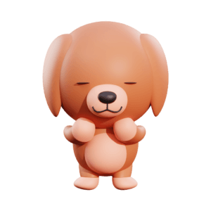 Um cão fofinho em 3D.